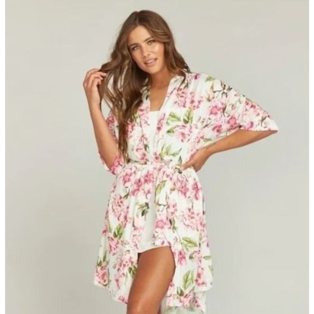 Show Me Your Mumu Womens Floral Kimono Robe O/S Polyester Pink &‎ Green